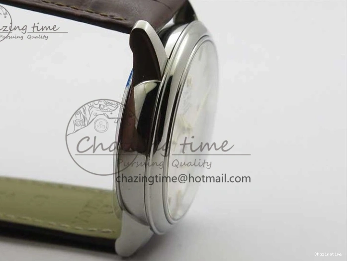 0110 Affordable De Ville Prestige Real PR SS ZF 1:1  Best Edition White Dial YG Markers Brown Leather Strap MIYOTA 7899